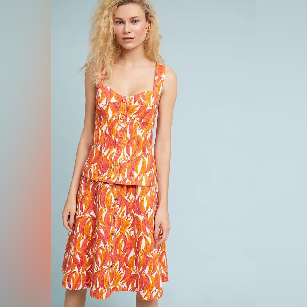 Anthropologie Maeve Banana Grove Denim‎ Set